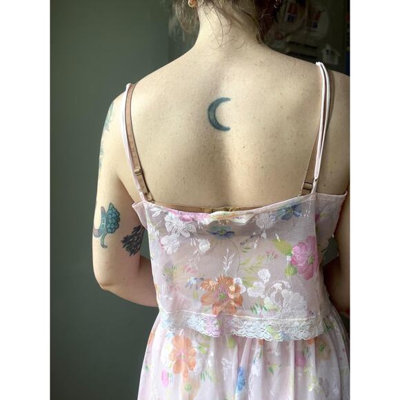 Vintage 1997 Victoria’s Secret Floral Mesh Lounge Set | Cami Wide Leg Pants | M - Picture 8 of 9